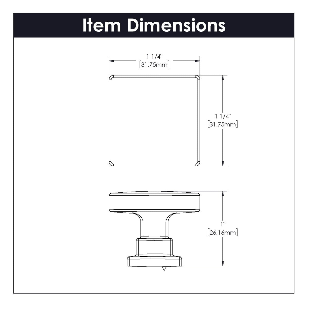 Brighton Collection - Belwith Keeler - Knob, 1 - 1/4" Sq. | B077889 - BUILDMYPLACE