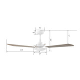 BRISA 52 inch 3 - Blade Smart Ceiling Fan with LED Light & Remote - LEDMyPlace