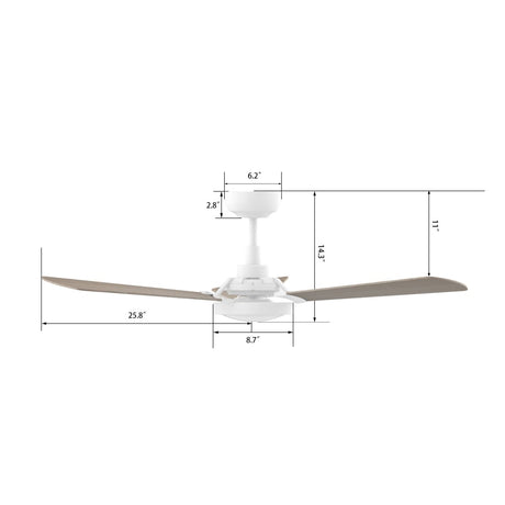 BRISA 52 inch 3 - Blade Smart Ceiling Fan with LED Light & Remote - LEDMyPlace