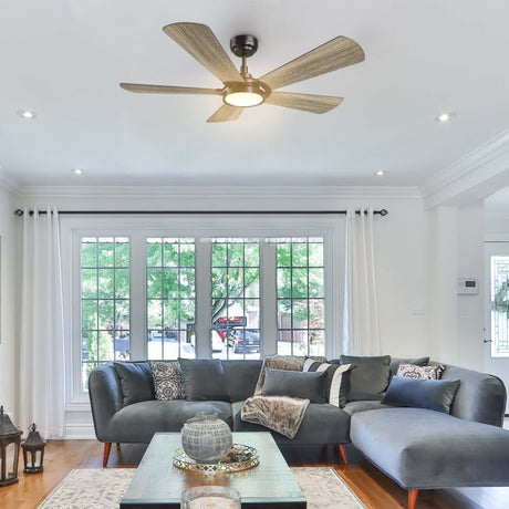 BRISA 52 inch 5 - Blade Smart Ceiling Fan with LED Light & Remote - LEDMyPlace