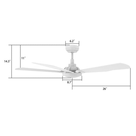 BRISA 52 inch 5 - Blade Smart Ceiling Fan with LED Light & Remote - LEDMyPlace