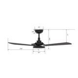BRISA 56 inch 3 - Blade Smart Ceiling Fan with LED Light & Remote - LEDMyPlace