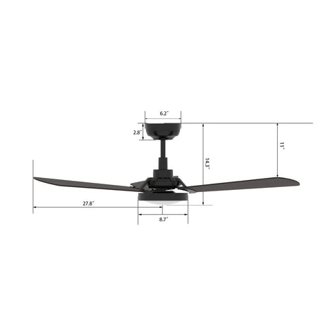 BRISA 56 inch 3 - Blade Smart Ceiling Fan with LED Light & Remote - LEDMyPlace