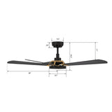 BRISA 56 inch 5 - Blade Smart Ceiling Fan with LED Light & Remote - LEDMyPlace