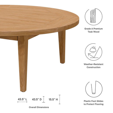 Brisbane Teak Wood Outdoor Patio Coffee Table - BUILDMYPLACE