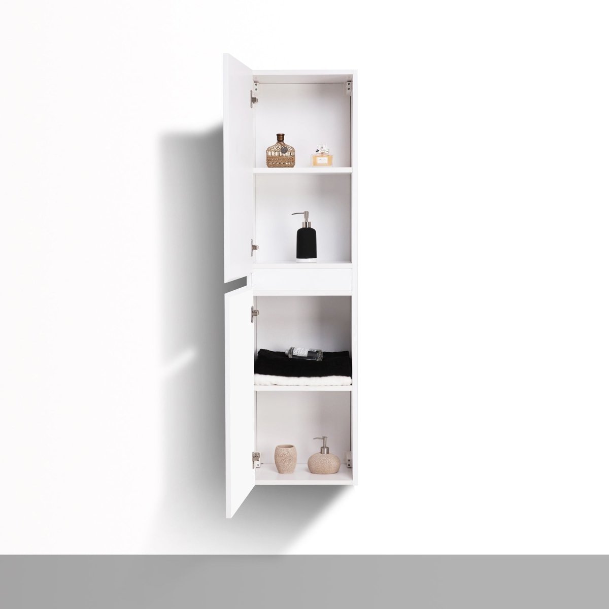 Brooklyn Contemporary Floating / Wall Mounted Bathroom Linen Side Cabinet With Soft Closing Doors - BUILDMYPLACE