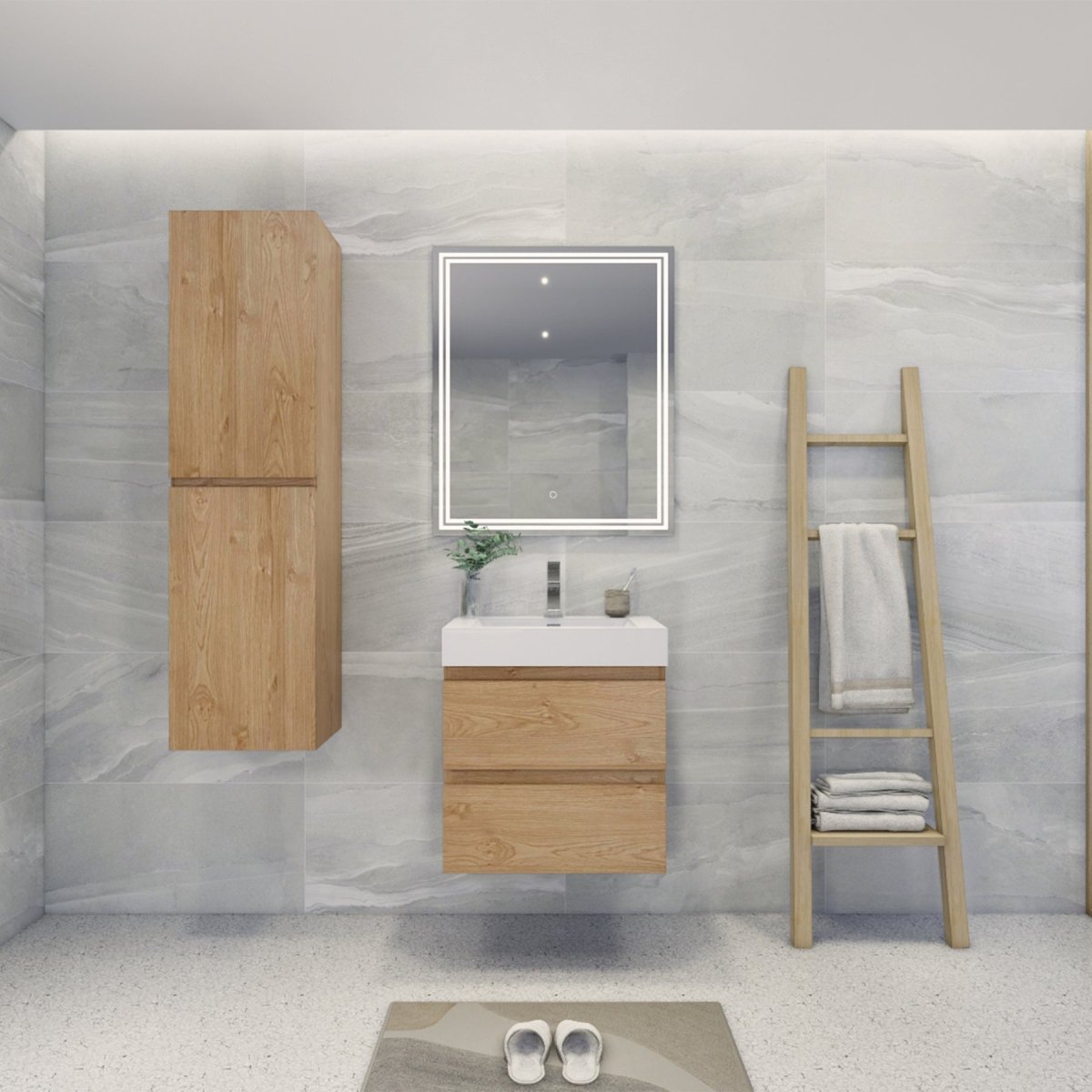 Brooklyn Contemporary Floating / Wall Mounted Bathroom Linen Side Cabinet With Soft Closing Doors - BUILDMYPLACE