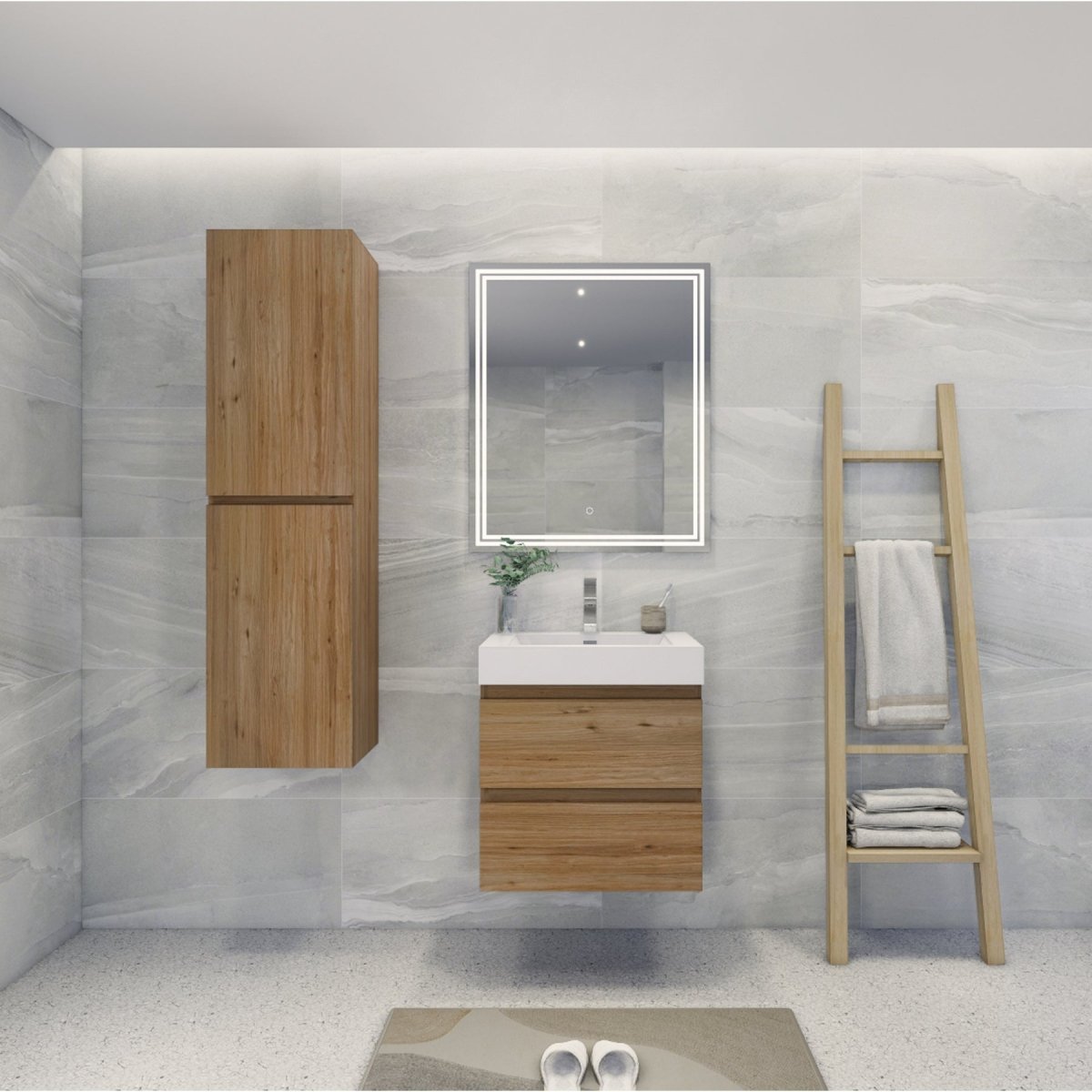 Brooklyn Contemporary Floating / Wall Mounted Bathroom Linen Side Cabinet With Soft Closing Doors - BUILDMYPLACE