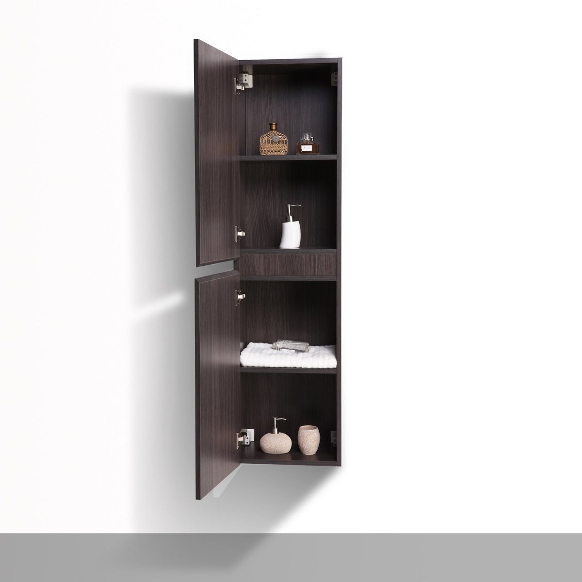 Brooklyn Contemporary Floating / Wall Mounted Bathroom Linen Side Cabinet With Soft Closing Doors - BUILDMYPLACE