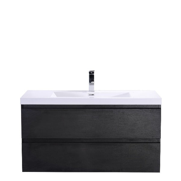 Brooklyn Floating / Wall Mounted Bathroom Vanity - Rich Black With Reinforced Acrylic Sink - BUILDMYPLACE