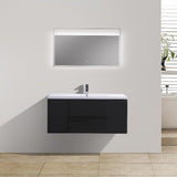 Brooklyn Floating / Wall Mounted Bathroom Vanity - Rich Black With Reinforced Acrylic Sink - BUILDMYPLACE