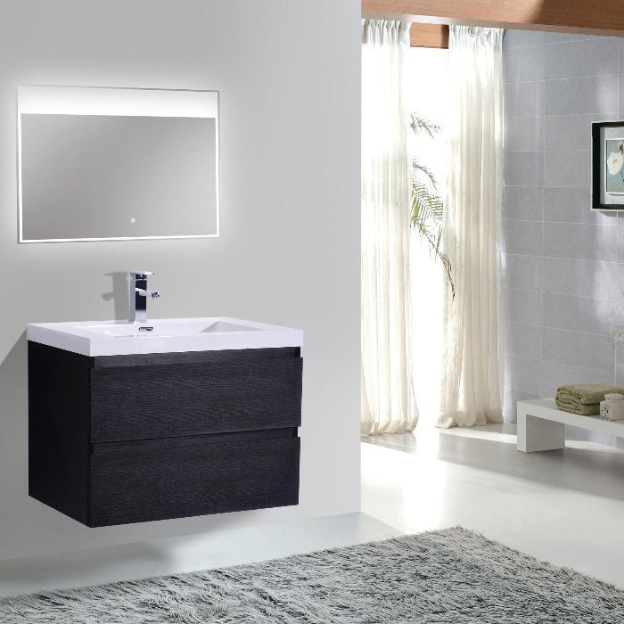 Brooklyn Floating / Wall Mounted Bathroom Vanity - Rich Black With Reinforced Acrylic Sink - BUILDMYPLACE