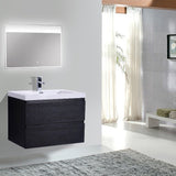 Brooklyn Floating / Wall Mounted Bathroom Vanity - Rich Black With Reinforced Acrylic Sink - BUILDMYPLACE