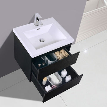 Brooklyn Floating / Wall Mounted Bathroom Vanity - Rich Black With Reinforced Acrylic Sink