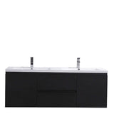 Brooklyn Floating / Wall Mounted Bathroom Vanity - Rich Black With Reinforced Acrylic Sink - BUILDMYPLACE