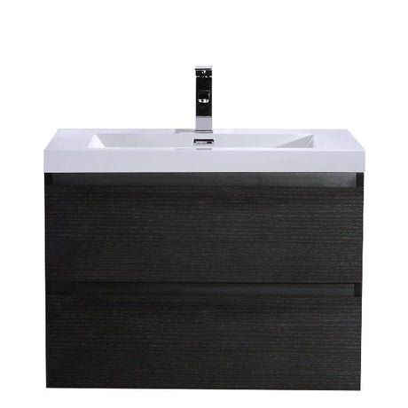 Brooklyn Floating / Wall Mounted Bathroom Vanity - Rich Black With Reinforced Acrylic Sink - BUILDMYPLACE