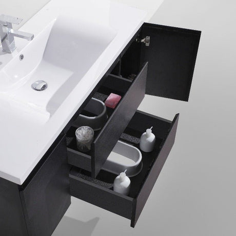 Brooklyn Floating / Wall Mounted Bathroom Vanity - Rich Black With Reinforced Acrylic Sink - BUILDMYPLACE