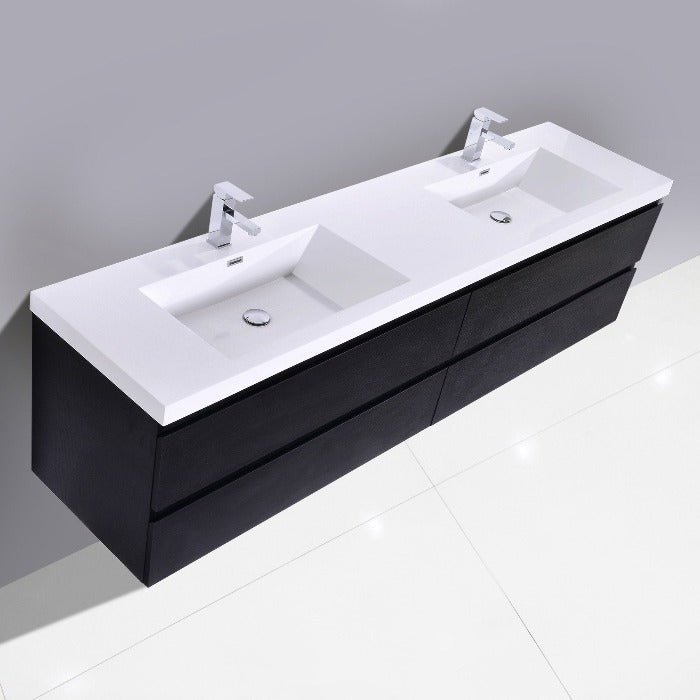 Brooklyn Floating / Wall Mounted Bathroom Vanity - Rich Black With Reinforced Acrylic Sink - BUILDMYPLACE