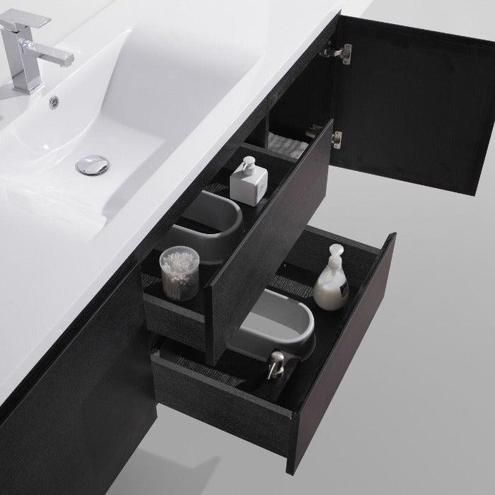 Brooklyn Floating / Wall Mounted Bathroom Vanity - Rich Black With Reinforced Acrylic Sink - BUILDMYPLACE