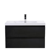 Brooklyn Floating / Wall Mounted Bathroom Vanity - Rich Black With Reinforced Acrylic Sink - BUILDMYPLACE