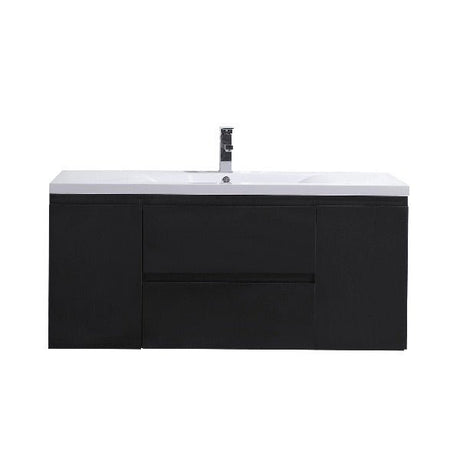 Brooklyn Floating / Wall Mounted Bathroom Vanity - Rich Black With Reinforced Acrylic Sink - BUILDMYPLACE