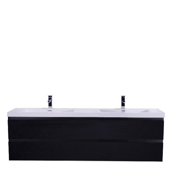 Brooklyn Floating / Wall Mounted Bathroom Vanity - Rich Black With Reinforced Acrylic Sink - BUILDMYPLACE