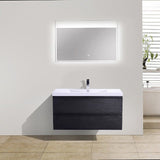 Brooklyn Floating / Wall Mounted Bathroom Vanity - Rich Black With Reinforced Acrylic Sink - BUILDMYPLACE