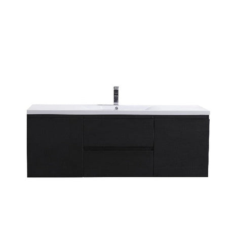 Brooklyn Floating / Wall Mounted Bathroom Vanity - Rich Black With Reinforced Acrylic Sink - BUILDMYPLACE