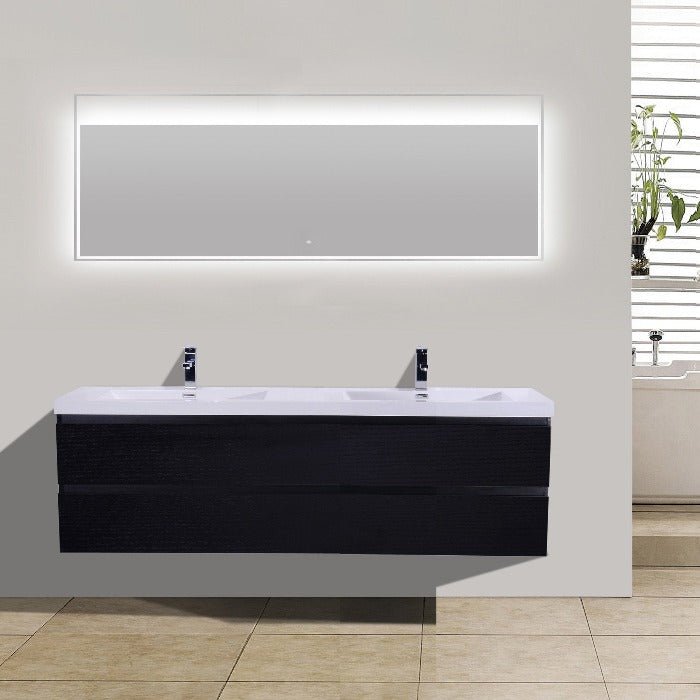 Brooklyn Floating / Wall Mounted Bathroom Vanity - Rich Black With Reinforced Acrylic Sink - BUILDMYPLACE