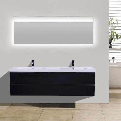 Brooklyn Floating / Wall Mounted Bathroom Vanity - Rich Black With Reinforced Acrylic Sink - BUILDMYPLACE