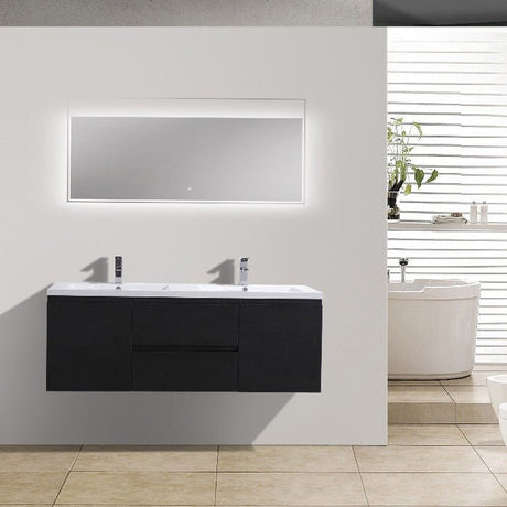 Brooklyn Floating / Wall Mounted Bathroom Vanity - Rich Black With Reinforced Acrylic Sink - BUILDMYPLACE