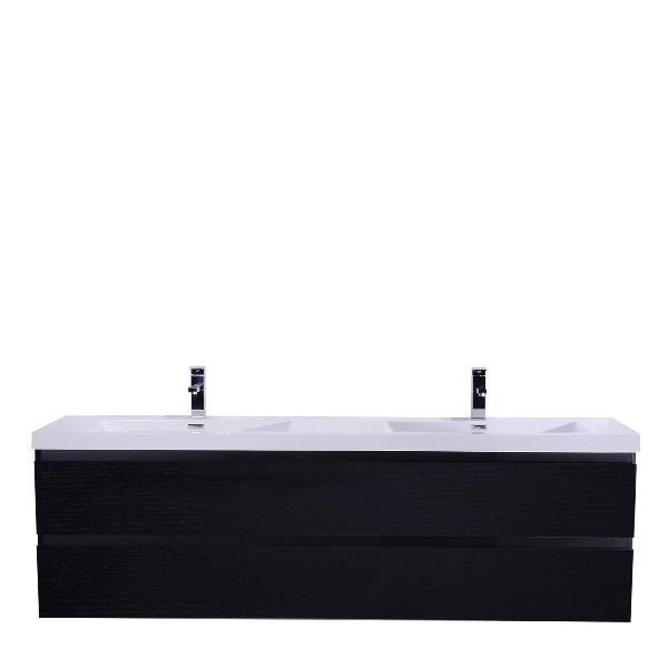 Brooklyn Floating / Wall Mounted Bathroom Vanity - Rich Black With Reinforced Acrylic Sink - BUILDMYPLACE