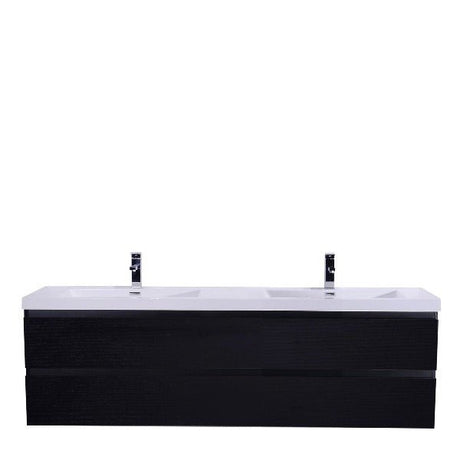 Brooklyn Floating / Wall Mounted Bathroom Vanity - Rich Black With Reinforced Acrylic Sink - BUILDMYPLACE