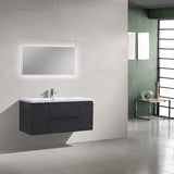 Brooklyn Floating / Wall Mounted Bathroom Vanity - Rich Black With Reinforced Acrylic Sink - BUILDMYPLACE