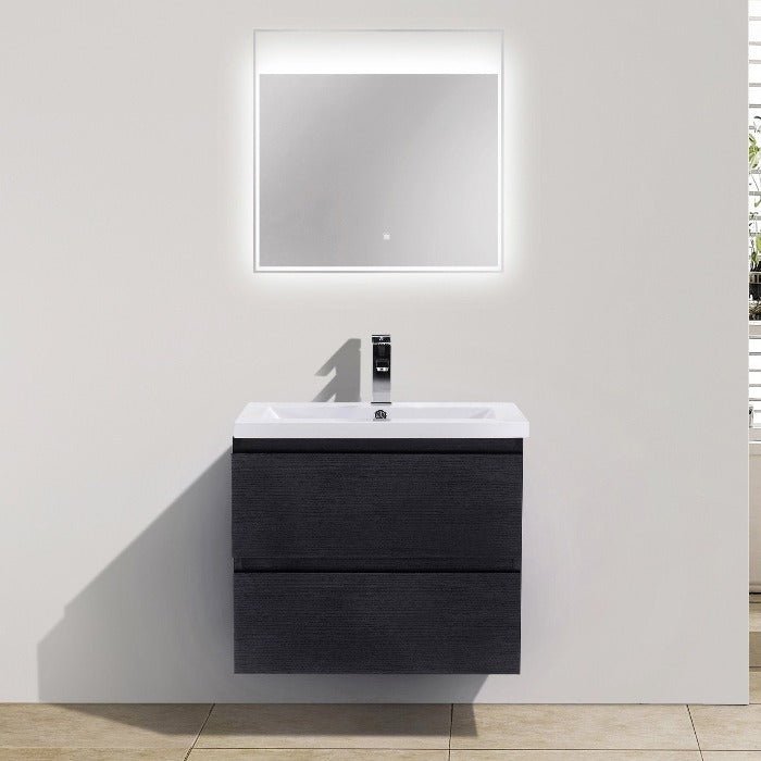 Brooklyn Floating / Wall Mounted Bathroom Vanity - Rich Black With Reinforced Acrylic Sink - BUILDMYPLACE