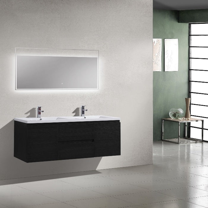 Brooklyn Floating / Wall Mounted Bathroom Vanity - Rich Black With Reinforced Acrylic Sink - BUILDMYPLACE