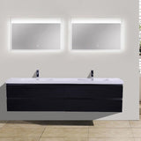 Brooklyn Floating / Wall Mounted Bathroom Vanity - Rich Black With Reinforced Acrylic Sink - BUILDMYPLACE