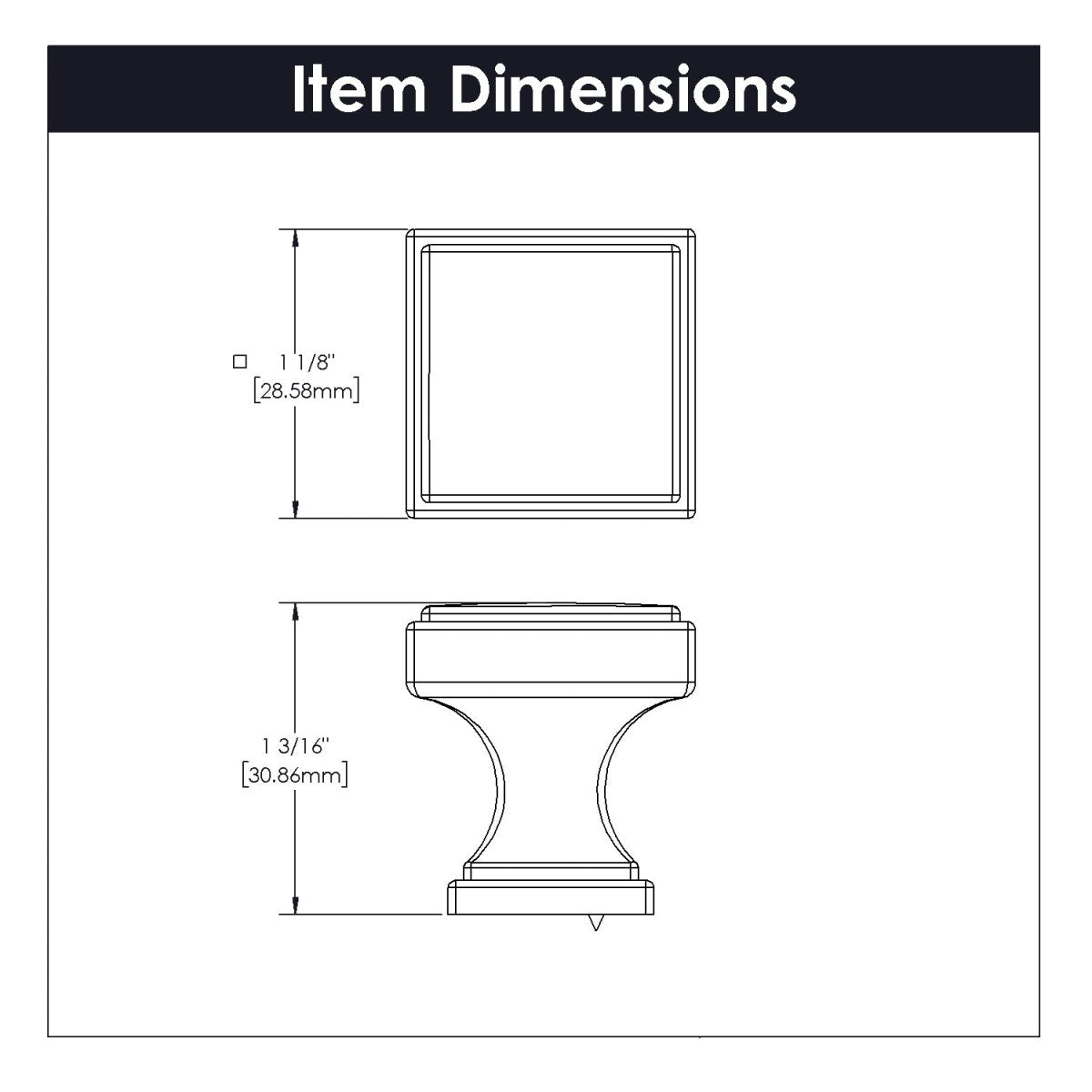 Brownstone Collection - Belwith Keeler - Knob, 1 - 1/8" Sq. | B077458 - BUILDMYPLACE