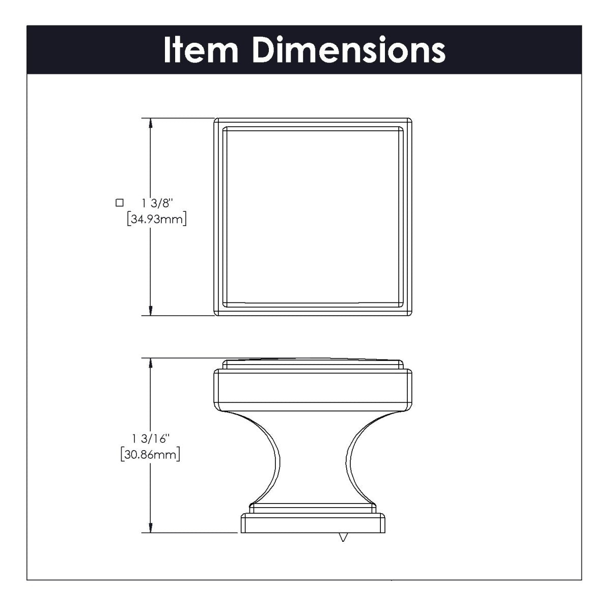 Brownstone Collection - Belwith Keeler - Knob, 1 - 3/8" Sq. | B077460 - BUILDMYPLACE