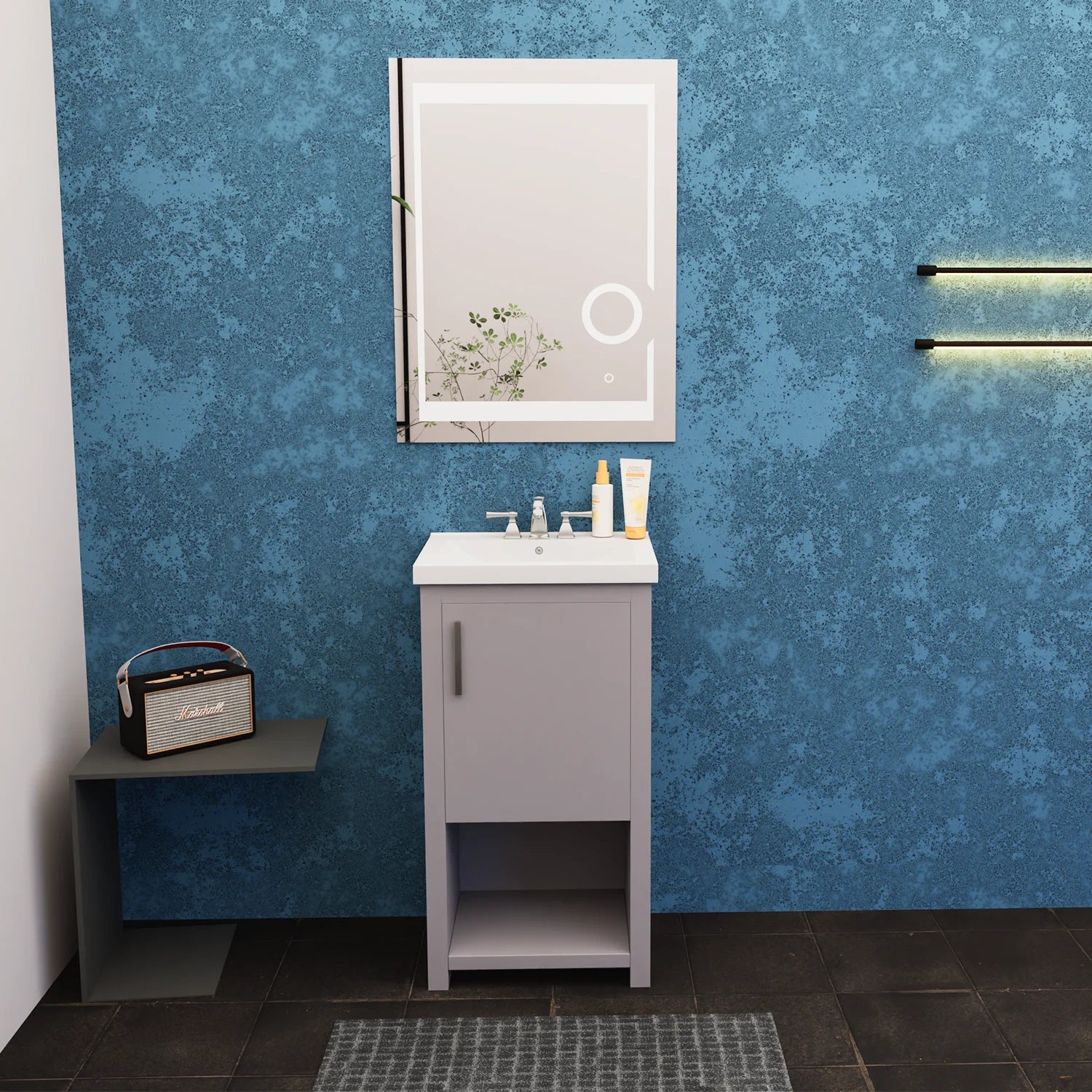 bruce 18 gray freestanding solid wood bathroom vanity with sink top