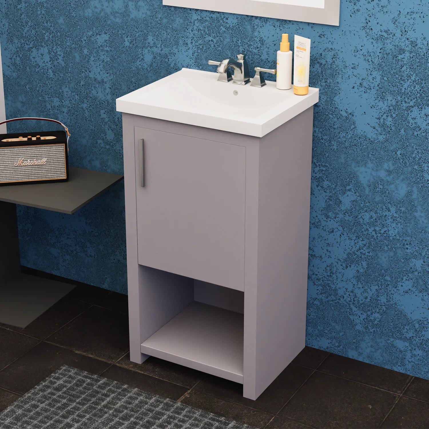 bruce 18 gray freestanding solid wood bath vanity with sink top