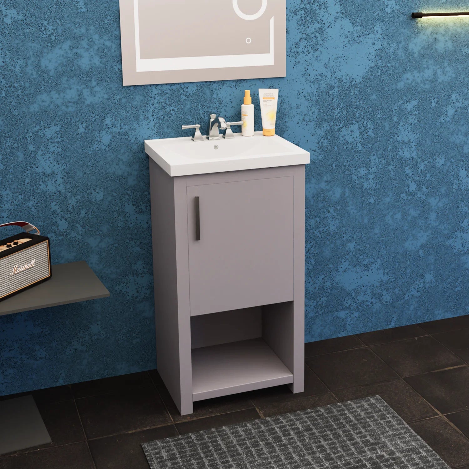 bruce 18 gray freestanding solid wood bathroom vanity