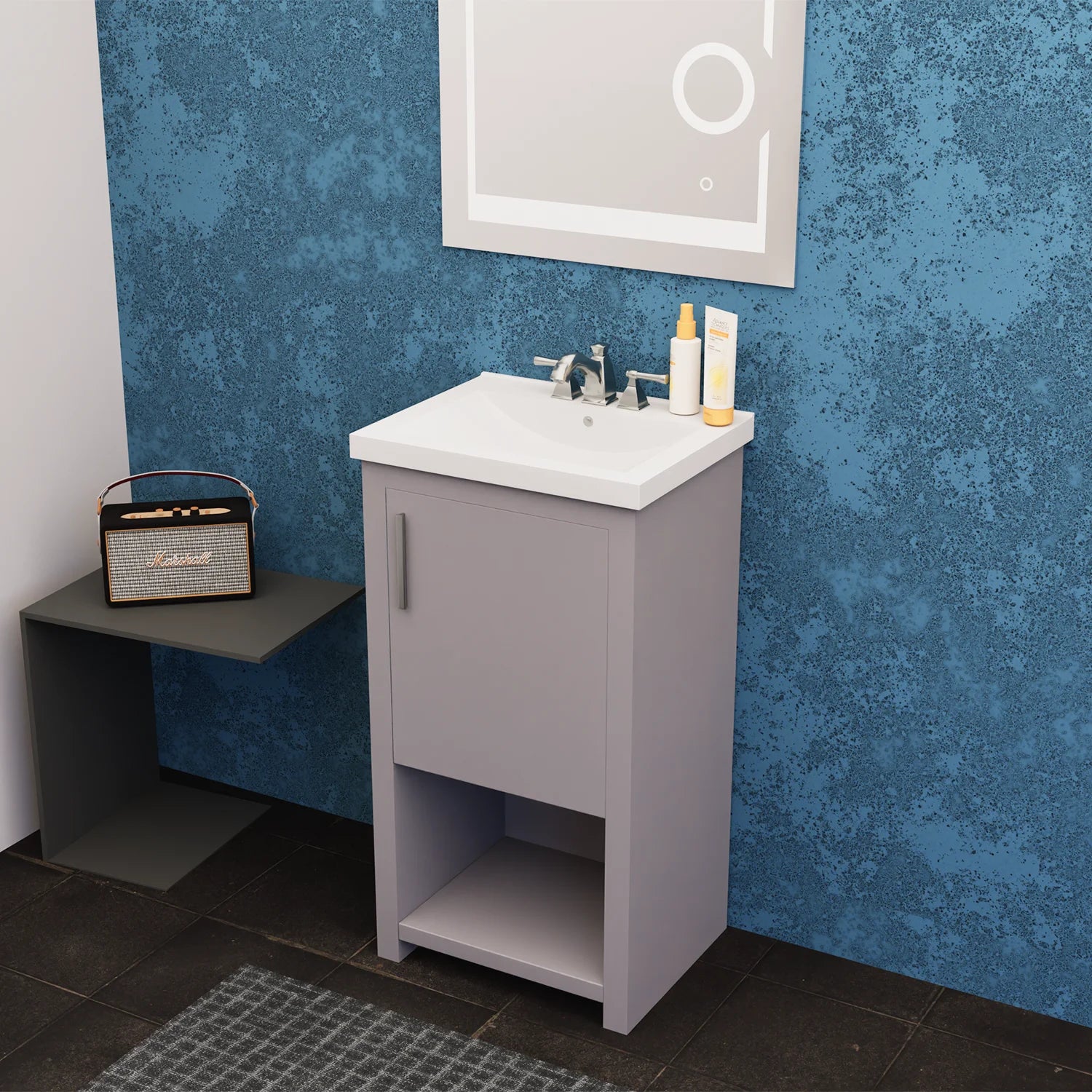 bruce 18 gray freestanding solid wood bathroom vanity with sink