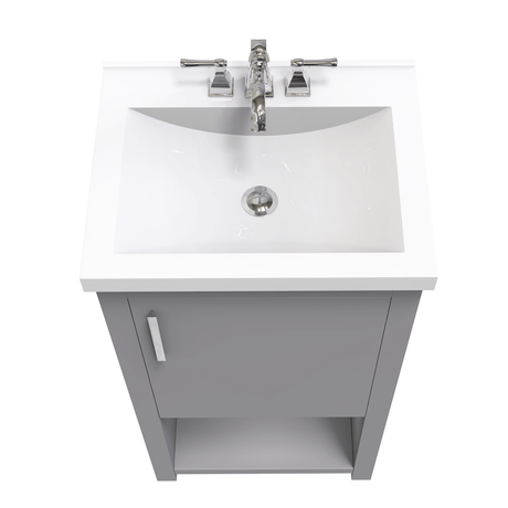 Bruce 18 In. Freestanding Solid Wood Bathroom Vanity with Crushed Marble Sink Top - BUILDMYPLACE