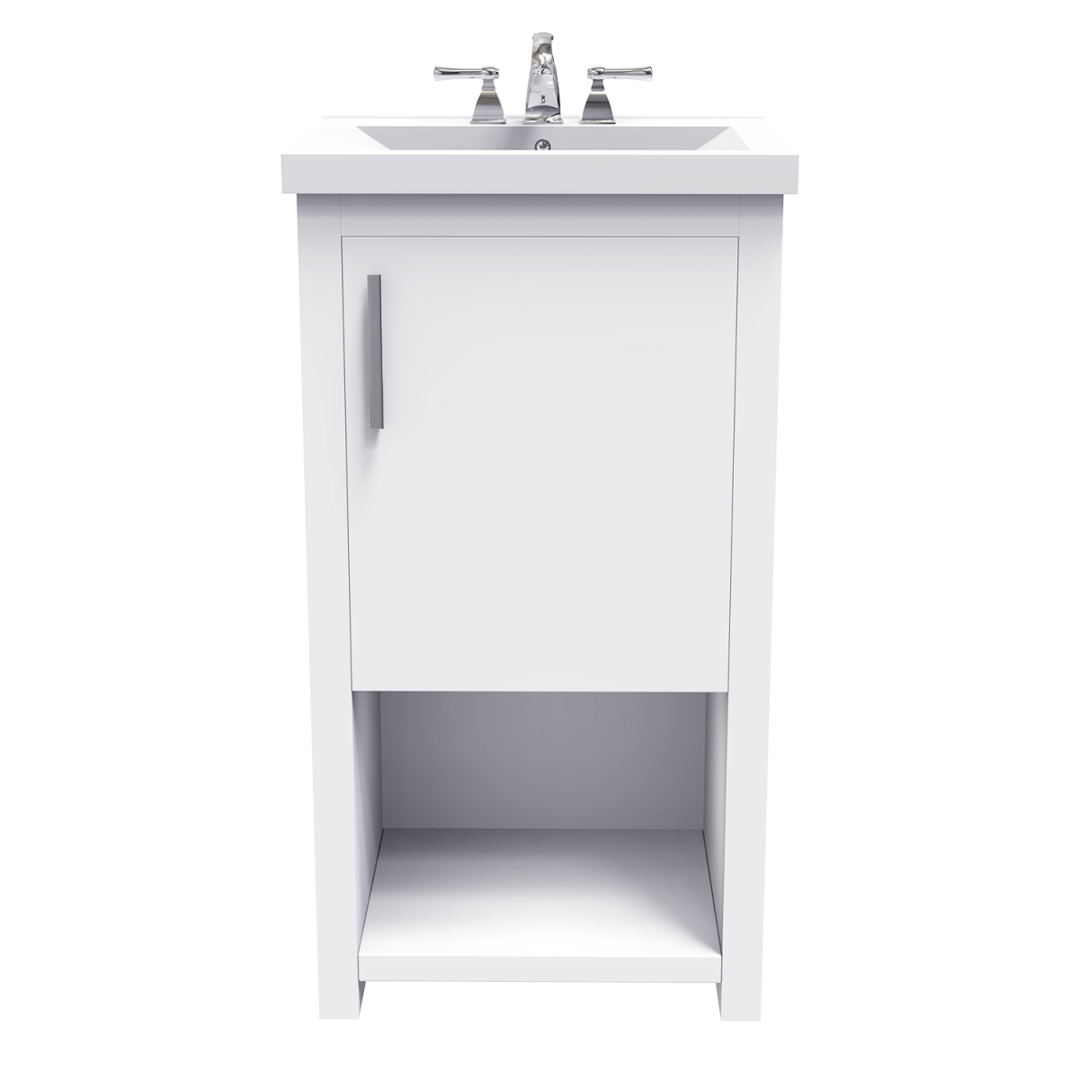 Bruce 18 In. Freestanding Solid Wood Bathroom Vanity with Crushed Marble Sink Top - BUILDMYPLACE