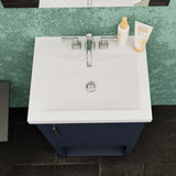 Bruce 18 In. Freestanding Solid Wood Bathroom Vanity with Crushed Marble Sink Top - BUILDMYPLACE