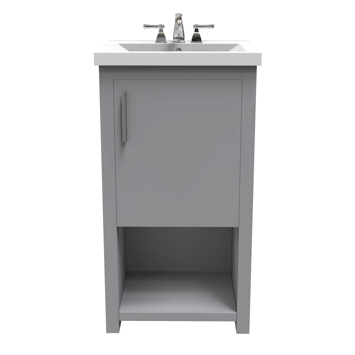 Bruce 18 In. Freestanding Solid Wood Bathroom Vanity with Crushed Marble Sink Top - BUILDMYPLACE