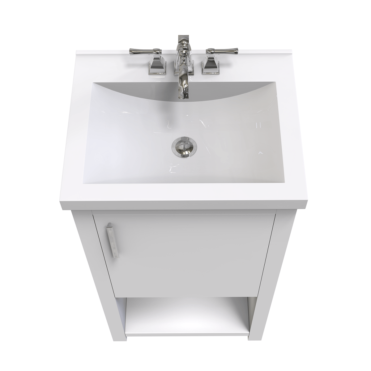 Bruce 18 In. Freestanding Solid Wood Bathroom Vanity with Crushed Marble Sink Top - BUILDMYPLACE