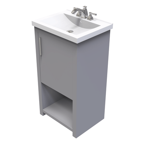 Bruce 18 In. Freestanding Solid Wood Bathroom Vanity with Crushed Marble Sink Top - BUILDMYPLACE