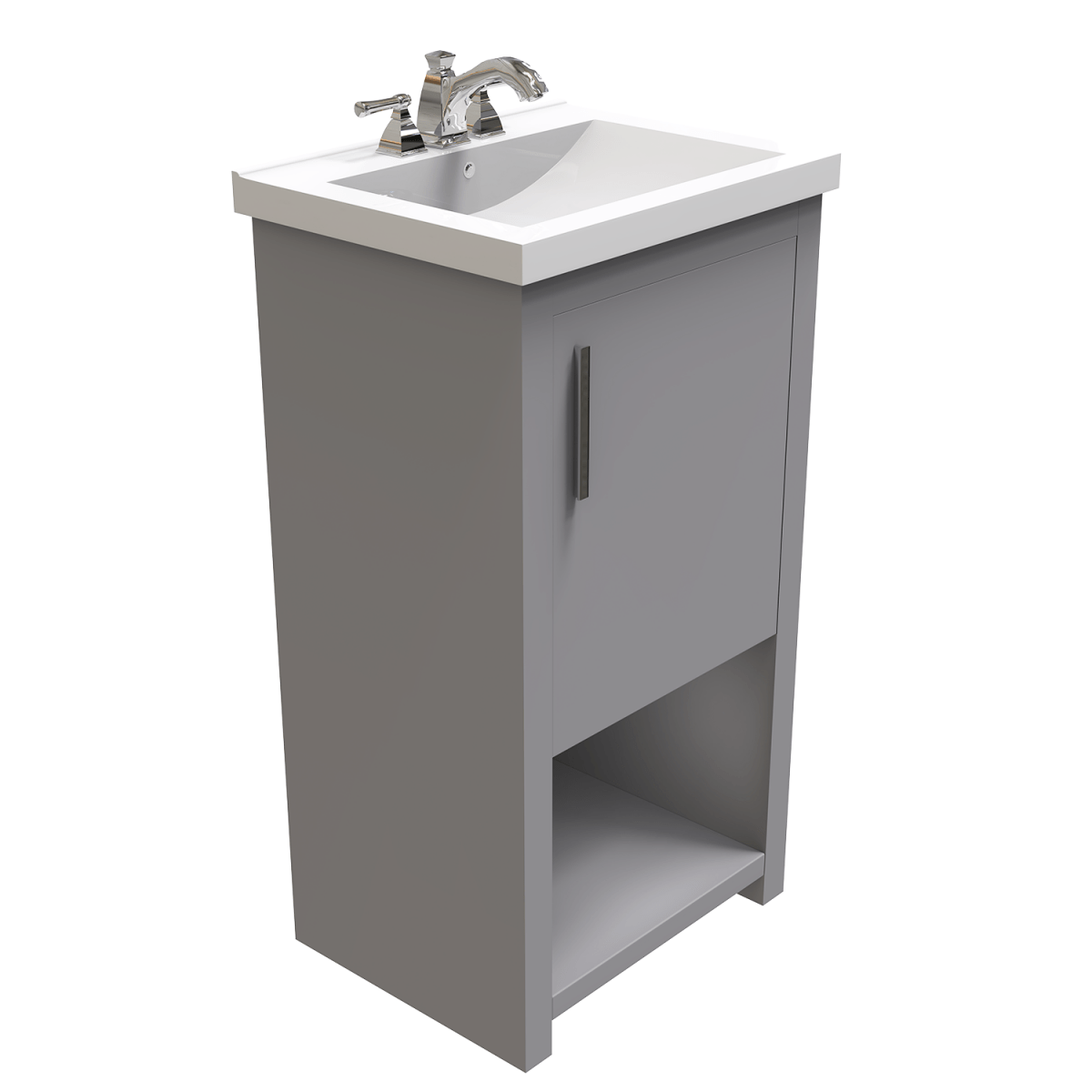 Bruce 18 In. Freestanding Solid Wood Bathroom Vanity with Crushed Marble Sink Top - BUILDMYPLACE